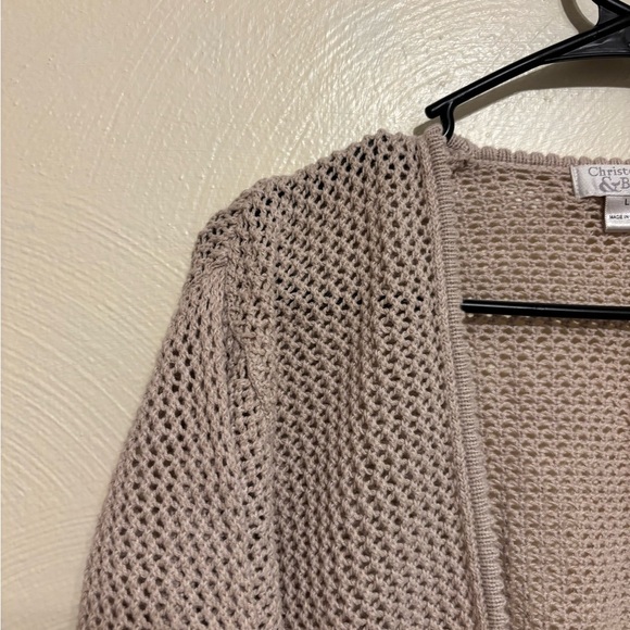 Christopher & Banks Cream Cardigan with Ribbed Knit and Tie-Front - Picture 6 of 8